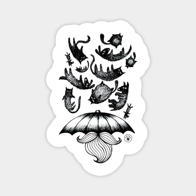 Raining cats and dogs Magnet by Super South Studios