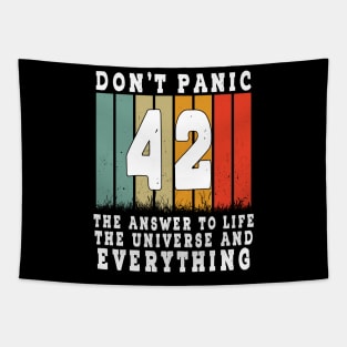 42 Answer To Life Universe And Everything Don't Panic Retro 42 Magic number Tapestry