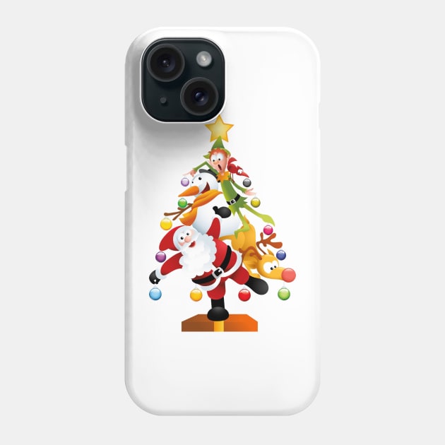 Santa and Friends Funny Transparent Christmas Tree Phone Case by dcohea