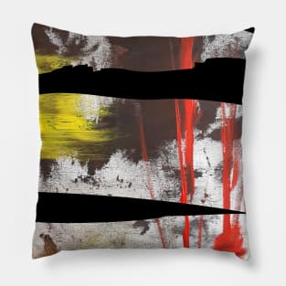 Modern Abstract Tees_ Red, Yellow, Black Pillow