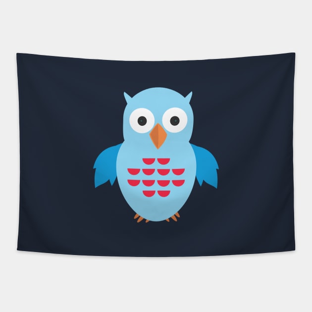 Blue & Red Owl Tapestry by adamzworld