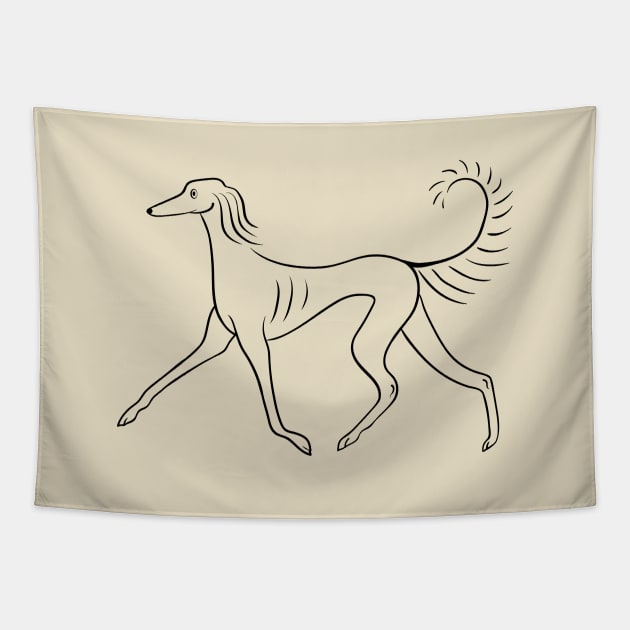 Trotting Saluki Tapestry by illucalliart