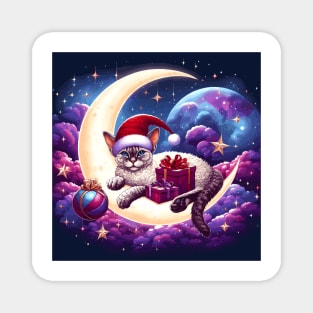 Devon Rex Cat On The Moon Christmas Magnet