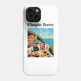 Abstract Cinque Terre Gouache Travel Poster Retro Wall Art Illustration Phone Case