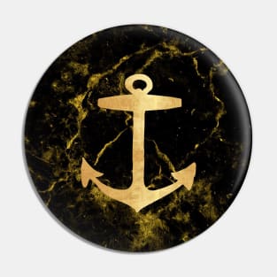 preppy minimalist coastal sailing black marble nautical anchor Pin