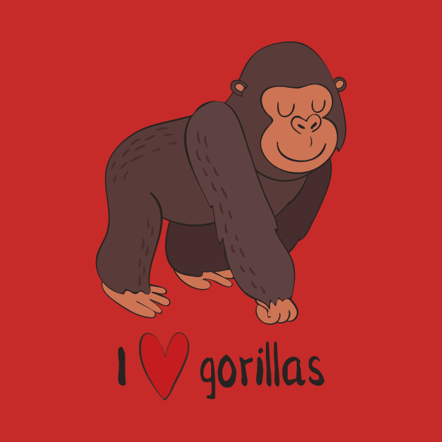 I Love Gorillas Awesome Cute Gorilla Love Heart Design by Dreamy Panda Designs