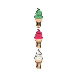 Ice Cream Lover. Mint Chocolate Chip, Strawberry, Vanilla with Sprinkles T-Shirt