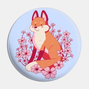 Cute fox with pink flowers Pin