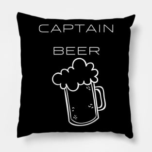 Captain Beer Typography White Design Pillow