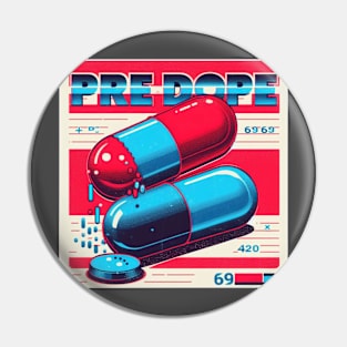 PREDOPE Red & Blue Retro Pill 420 69 Tee Pin