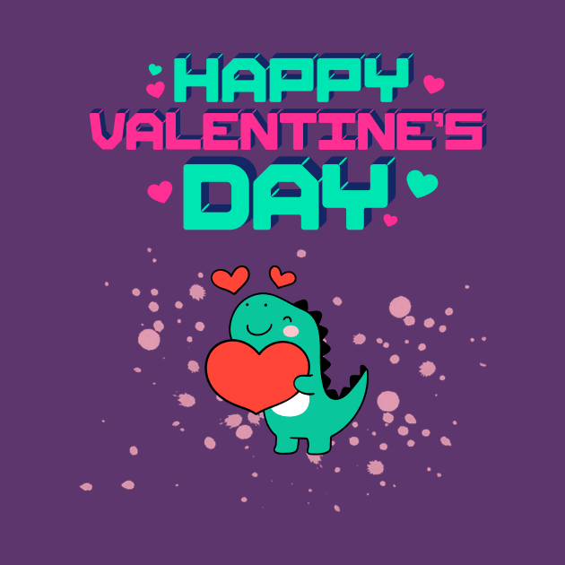 Happy Valentines Day Dinosaur by Texas Bloomin’