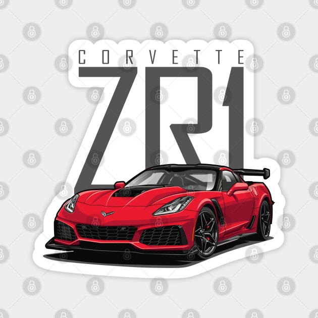 Chevy Corvette C7 ZR1 (Long Beach Red) Magnet by Jiooji Project