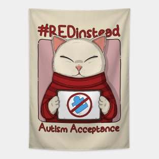 Red Instead For Autism Acceptance Tapestry