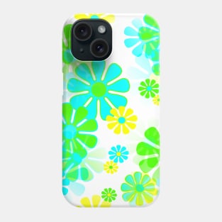 60's Retro Groovy Mod Flowers in Blue, Green and Yellow Phone Case