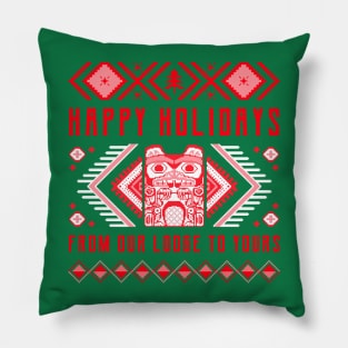 Beaver Totem Ugly Sweater Holiday Lodge Pillow