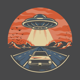 UFO in the Horizon, Hovering About the Highway - They Are Here! T-Shirt