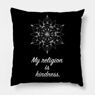 Hand Drawn Mandala with quote about kindness Pillow