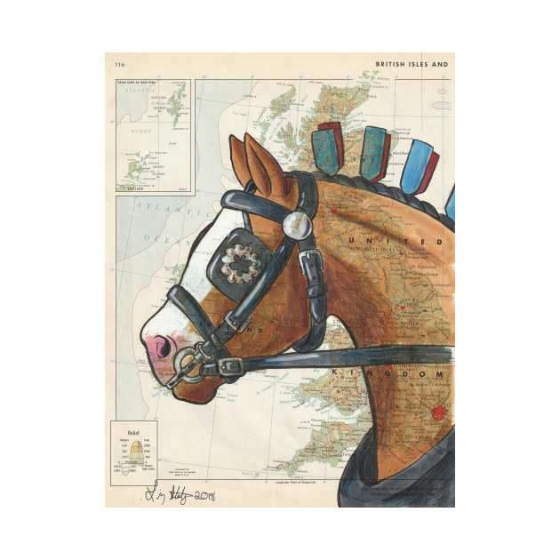 Clydesdale Horse on Vintage Map by lizstaley