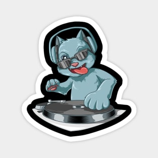 DJ Cat with headphones at the turntables Magnet