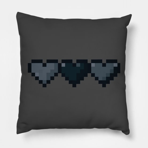 Black Hearts in a Row Pixel Art Pillow by christinegames