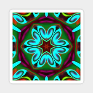 Psychedelic Hippie Flower Teal Green and Red Magnet