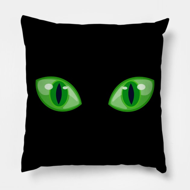 Green Cat Eyes Pillow by FabledNight