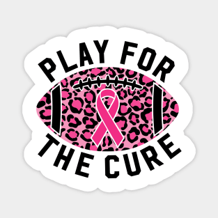 Play For A Cure Football Breast Cancer Awareness Support Leopard Print Sport Magnet