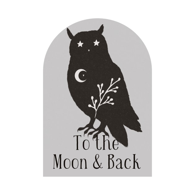 To The Moon and Back Folk Art Owl Hearts and Stars by penandbea