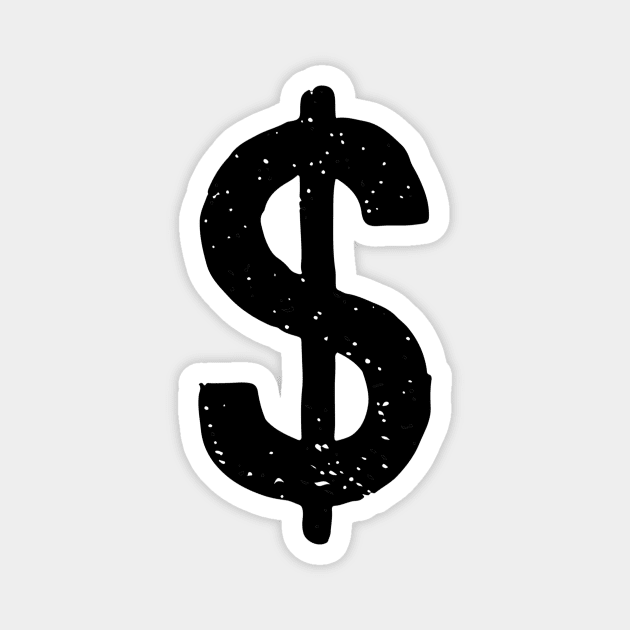 Dollar Sign Doodle Black Magnet by Mijumi Doodles