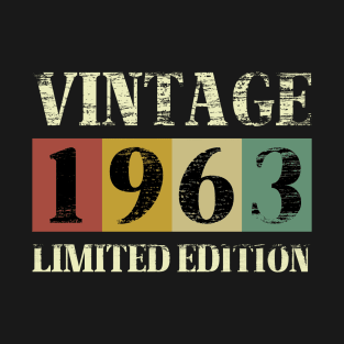 Vintage 60 Birthday Decorations Men 60th BDay 1963 Birthday T-Shirt