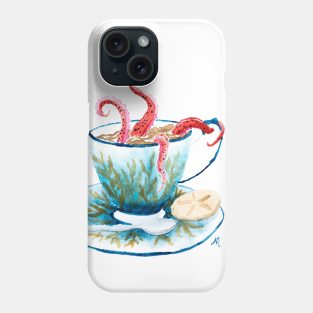 Octopus Tentacle Teacup Watercolour Painting Phone Case