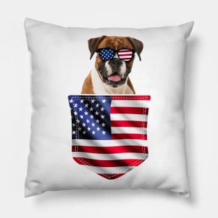 Boxer In Pocket American Flag 4th Of July Pillow