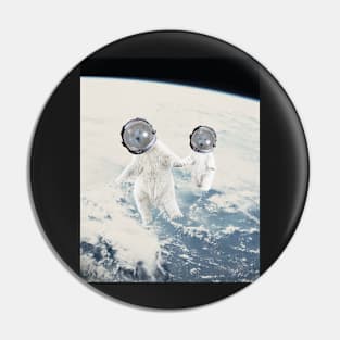 White polar bears family astronauts in space Pin