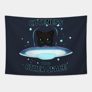 black cat cuteness from other space Tapestry