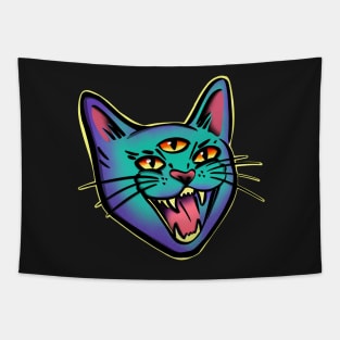 Demonic Cat Hissing Tapestry