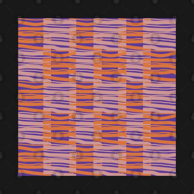 Contemporary Retro Orange Pink Purple Abstract Fibres Pattern by BillingtonPix