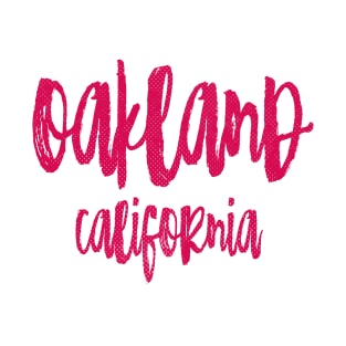 Oakland California - CA State Paint Brush Retro Red/Pink College Typography T-Shirt