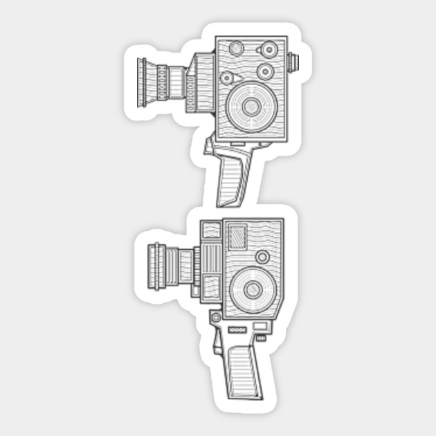 Line Art Vintage Video Camera Film Sticker Teepublic