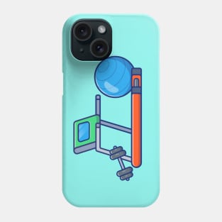 Treadmill, Dumbbell And Fitness Ball Cartoon Phone Case