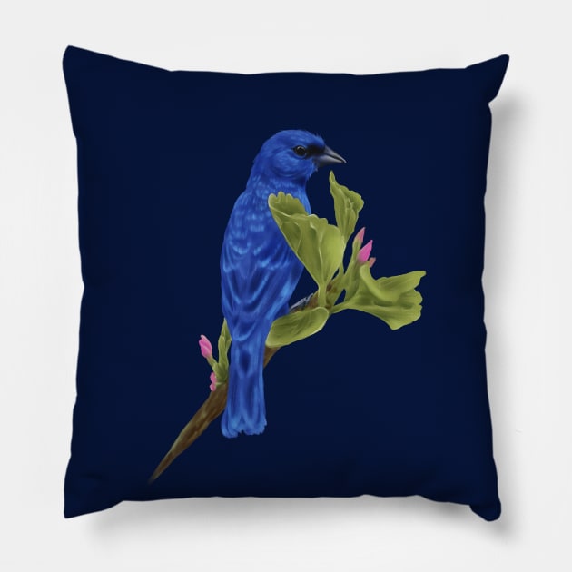 Indigo Bunting Pillow by Jarrodjvandenberg