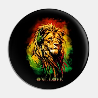 One Love Reggae Rasta Lion Pin