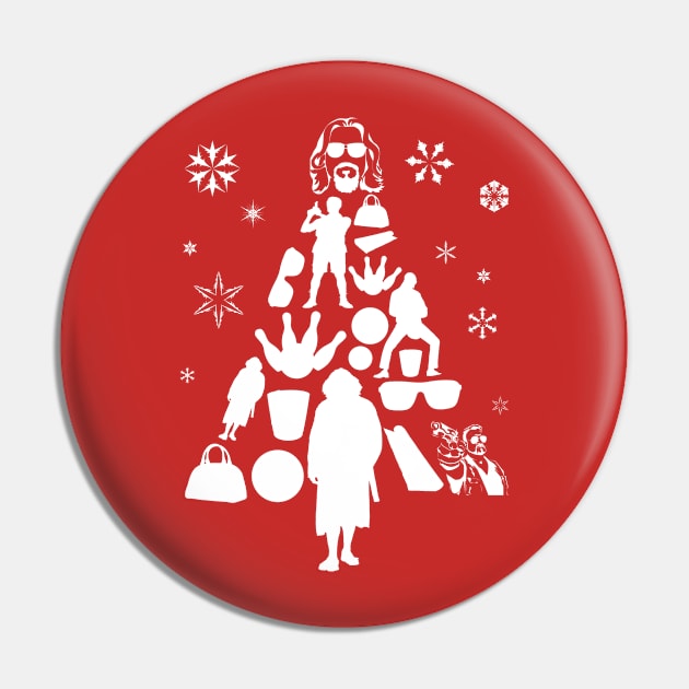 Big Lebowski Christmas Tree Silhouette White Pin by Rebus28