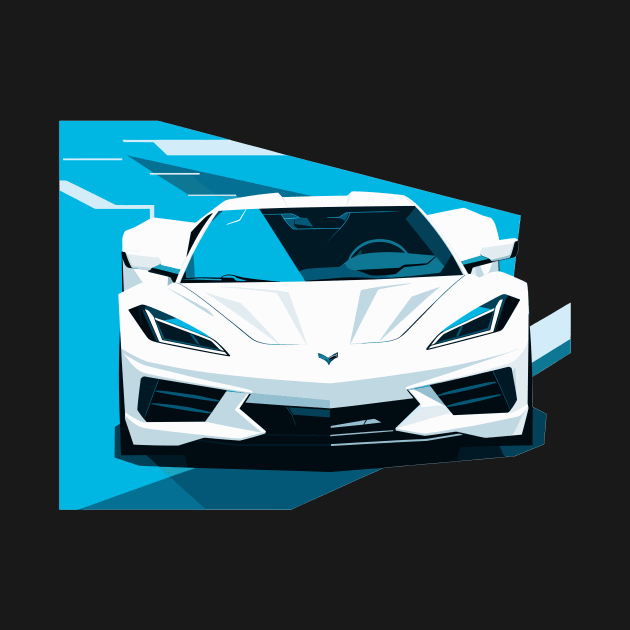 C8 Corvette Racing White sportscar retro design vintage style supercar Classic car vibes with a white C8 Corvette Retro flair for C8 Corvette enthusiasts by Tees 4 Thee