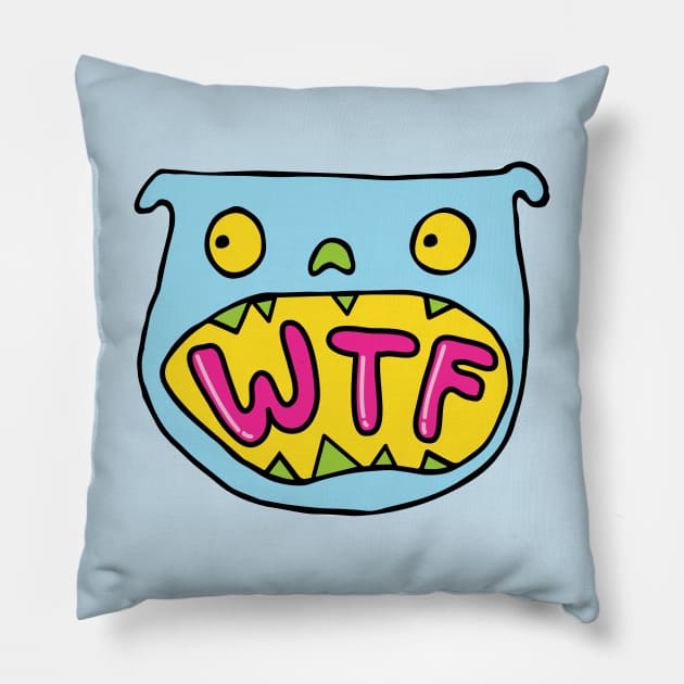 WTF Distressed Shocked Shooketh Dog Pillow by maikamess