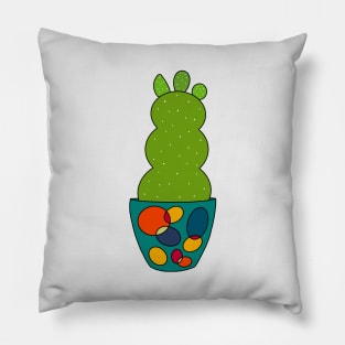 Cute Cactus Design #124: Curvy Cactus In Retro Pot Pillow