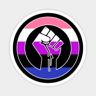 Black Lives Matter Fist Circled LGBTQ Flag Genderfluid Magnet