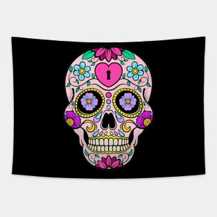 Sugar Skull tattoo Pink Tapestry