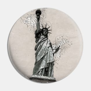 Statue of LIBERTY New York Monument Vintage Black and white Pin