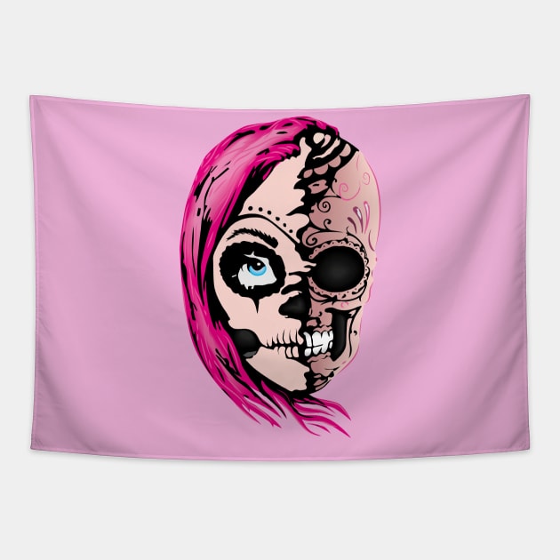 Mexican girl's skull Tapestry by Petrwill