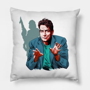 Charlie Sheen - An illustration by Paul Cemmick Pillow